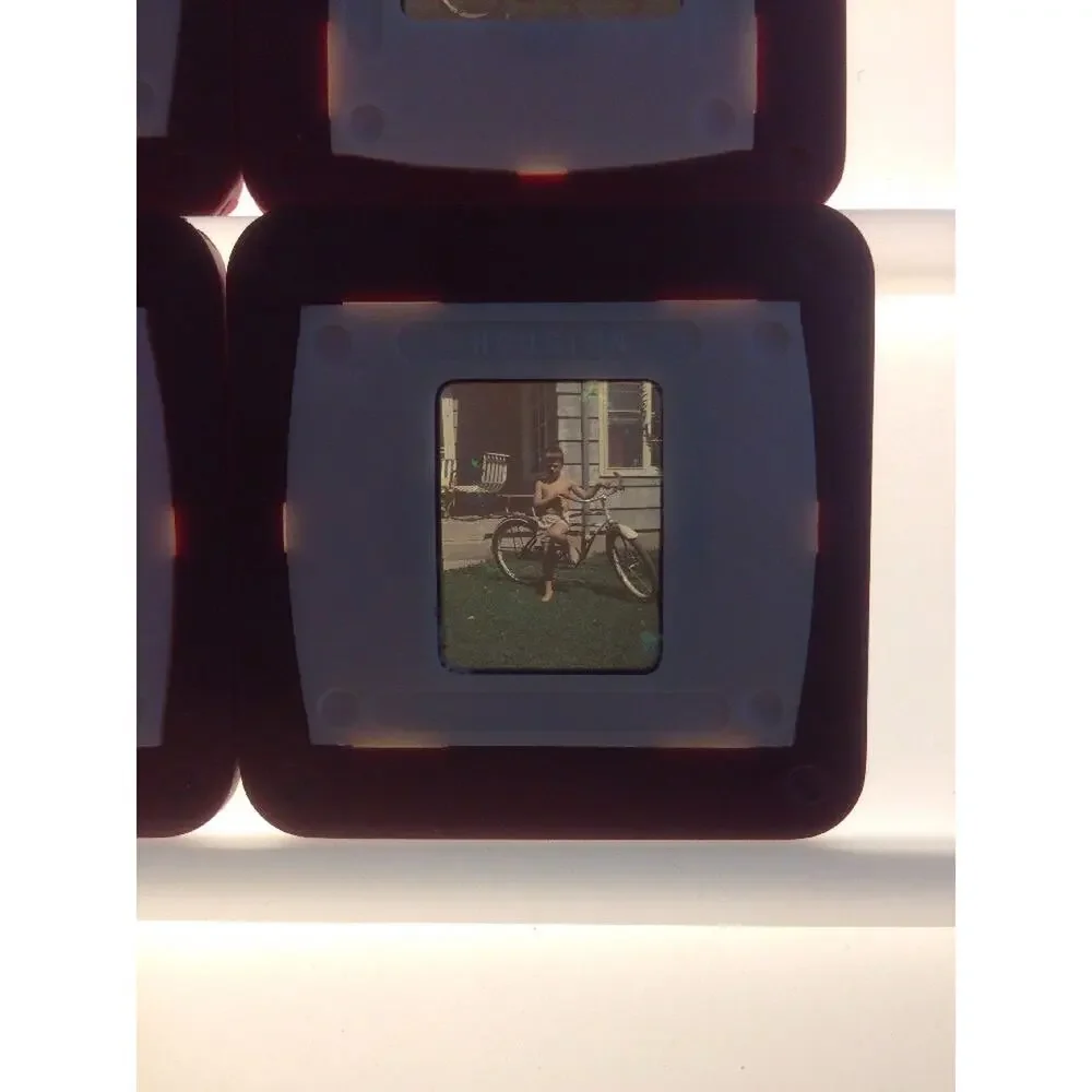 Lot of 4 Vintage 1940s Kodachrome Boy with Bicycle Photograph Color Slides